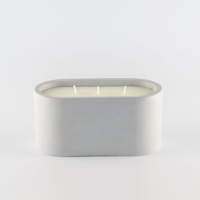 Oval - Large Grey stone candle holder - choose your scent