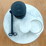 Round marble effect tray - Grey